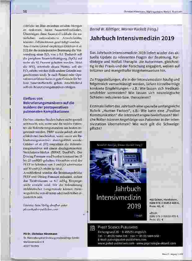 Vorschauseite 5: Lungenprotektive Ventilation in der Anästhesie
