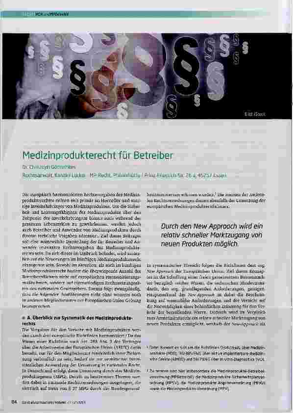 Vorschauseite 1: Medizinprodukterecht für Betreiber