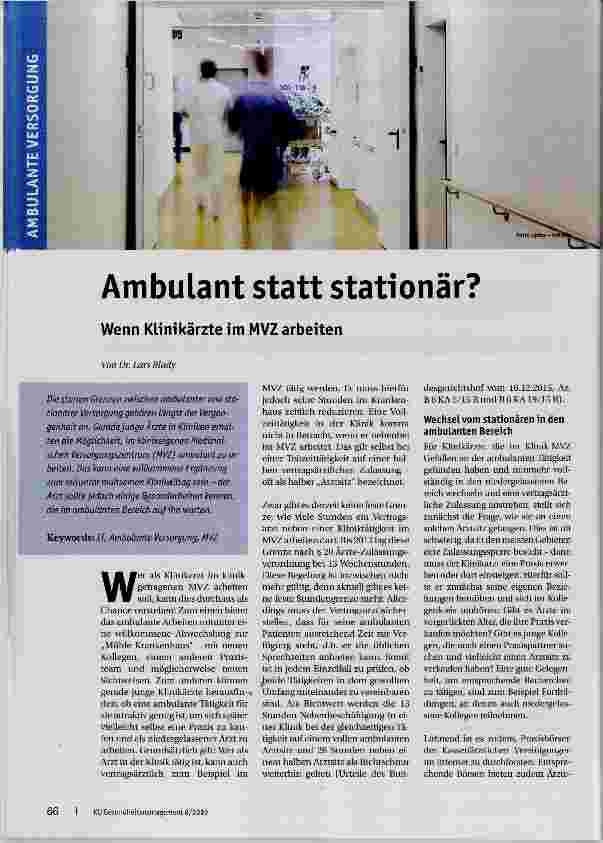 Vorschauseite 1: Ambulant statt stationär?