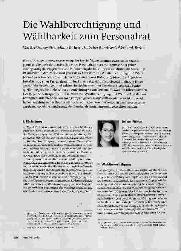 Vorschauseite 1: Die Wahlberechtigung und Wählbarkeit zum Personalrat