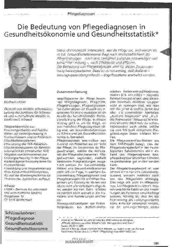 Vorschauseite 1: Die Bedeutung von Pflegediagnosen in Gesundheitsökonomie und Gesundheitsstatistik