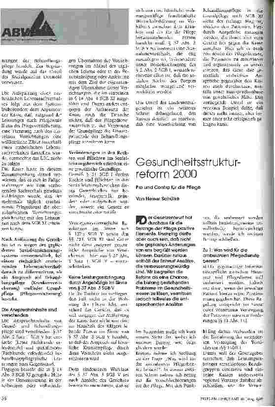 Vorschauseite 2: Keine Verschiebung von Behandlungspflege in die Grundpflege nach SGB XI möglich