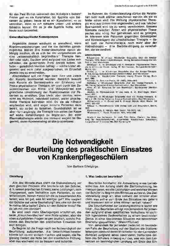 Vorschauseite 1: Die Notwendigkeit der Beurteilung des praktischen Einsatzes von Krankenpflegeschülern