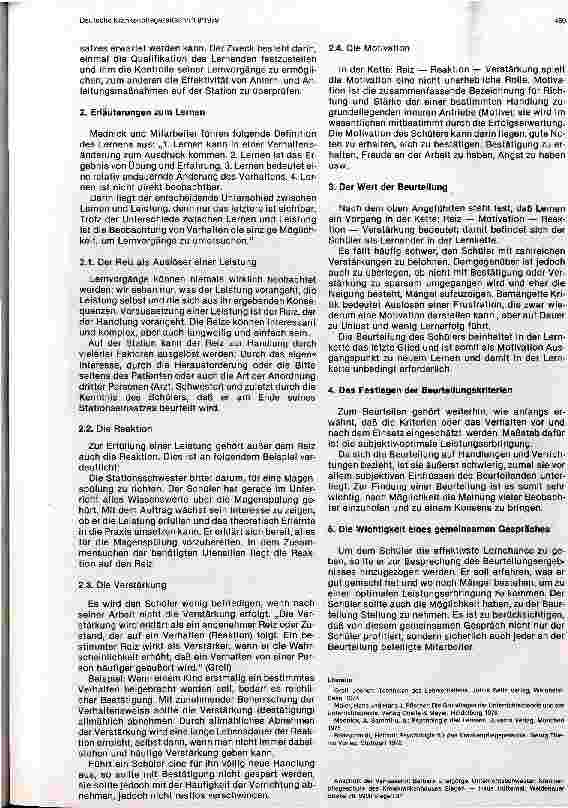 Vorschauseite 2: Die Notwendigkeit der Beurteilung des praktischen Einsatzes von Krankenpflegeschülern