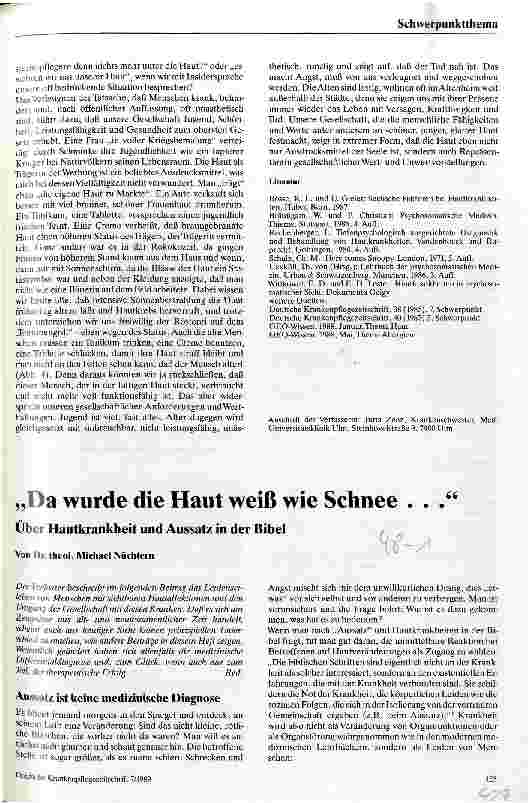 Vorschauseite 1: Da wurde die Haut weiß wie Schnee ... Über Hautkrankheiten und Aussatz in der Bibel