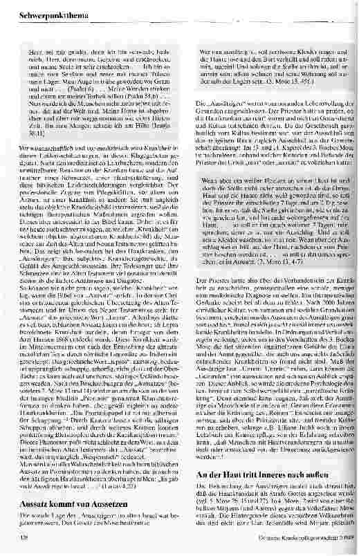 Vorschauseite 2: Da wurde die Haut weiß wie Schnee ... Über Hautkrankheiten und Aussatz in der Bibel