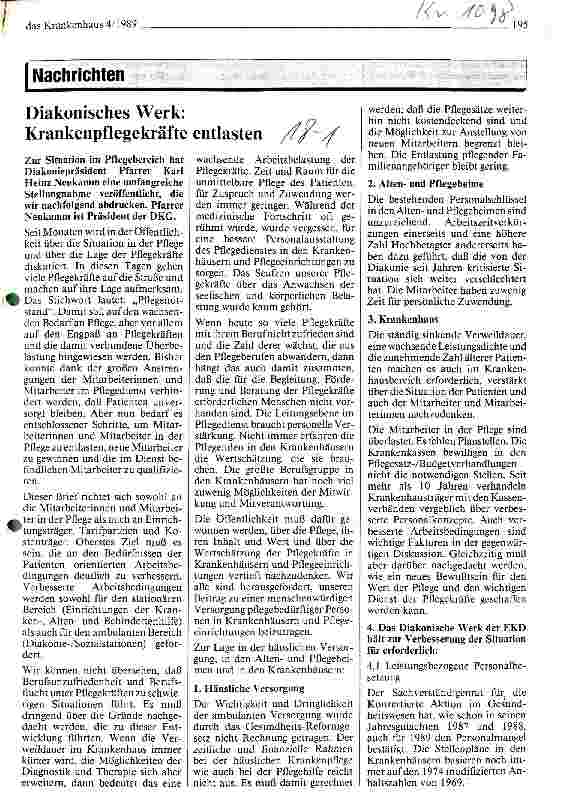 Vorschauseite 1: Diakonisches Werk: Krankenpflegekräfte entlasten