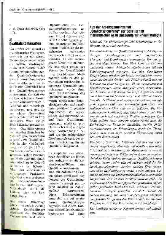 Vorschauseite 2: Wirtschaftlichkeit durch Qualitätsmanagement Editorial