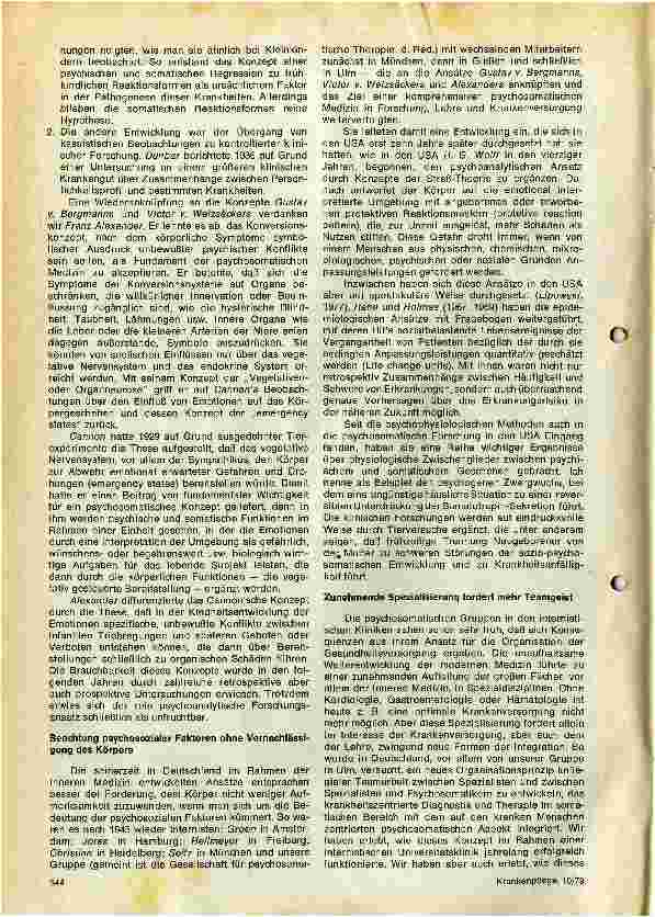 Vorschauseite 2: Die medizinische und psychotherapeutische Versorgung des Kranken Die Bedeutung der psychosomatischen Medizin für die moderne Heilkunde