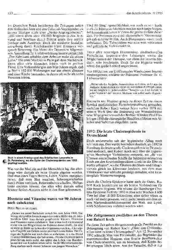 Vorschauseite 4: 100 Jahre Entwicklung in der Medizin (I)