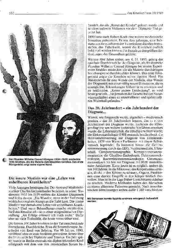 Vorschauseite 6: 100 Jahre Entwicklung in der Medizin (I)