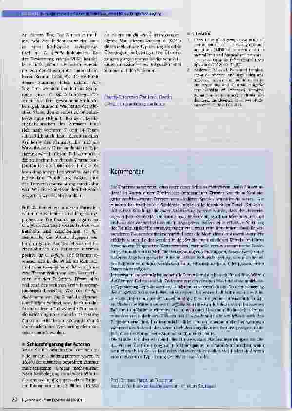 Vorschauseite 3: Kontaminierte Flächen in Patientenzimmern; wie häufig spieien sie für Erregerübertragungen eine Rolle?