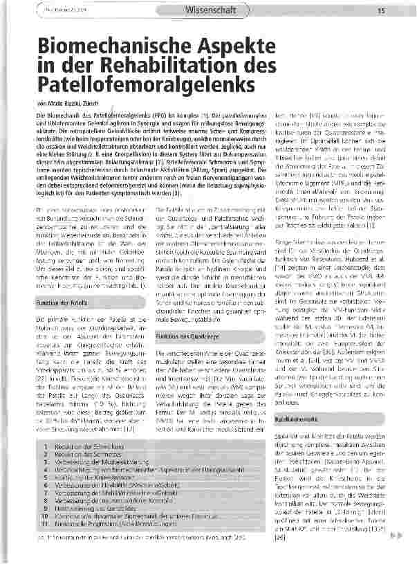 Vorschauseite 1: Biomechanische Aspekte in der Rehabilitation des Patellofemoralgelenks