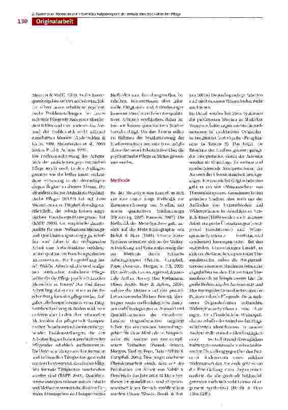 Vorschauseite 2: Formelles und informelles Aufgabenprofil in der ambulanten psychiatrischen Pflege aus Sicht von Pflegenden: Eine Meta-Synthese