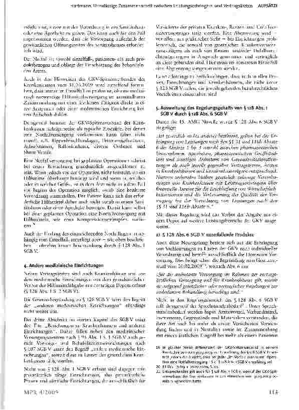 Vorschauseite 5: Unzulässige Zusammenarbeit zwischen Leistungserbringern und Vertragsärzten - Eine erste Bestandsaufnahme der Neuregelung des § 128 SGB V i. d. F der 15. AMG-Novelle