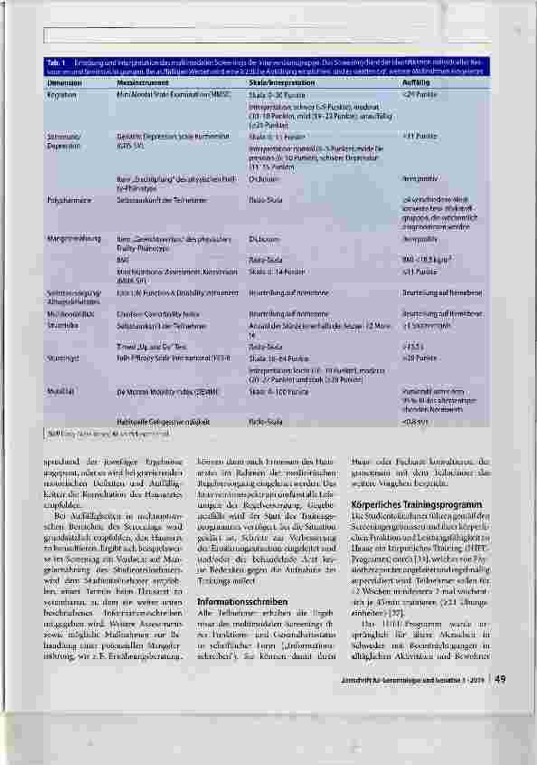 Vorschauseite 5: Körperliches Training als Kernkomponente multimodaler Behandlung älterer Menschen mit Frailty - Studienprotokoll einer randomisierten kontrollierten Pilotstudie