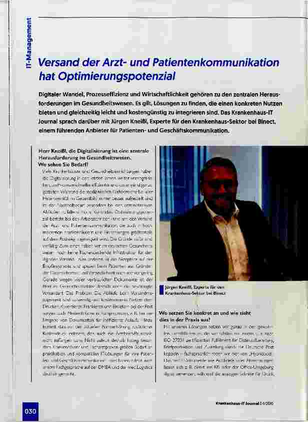Vorschauseite 1: Versand der Arztund Patientenkommunikation hat Optimierungspotenzial