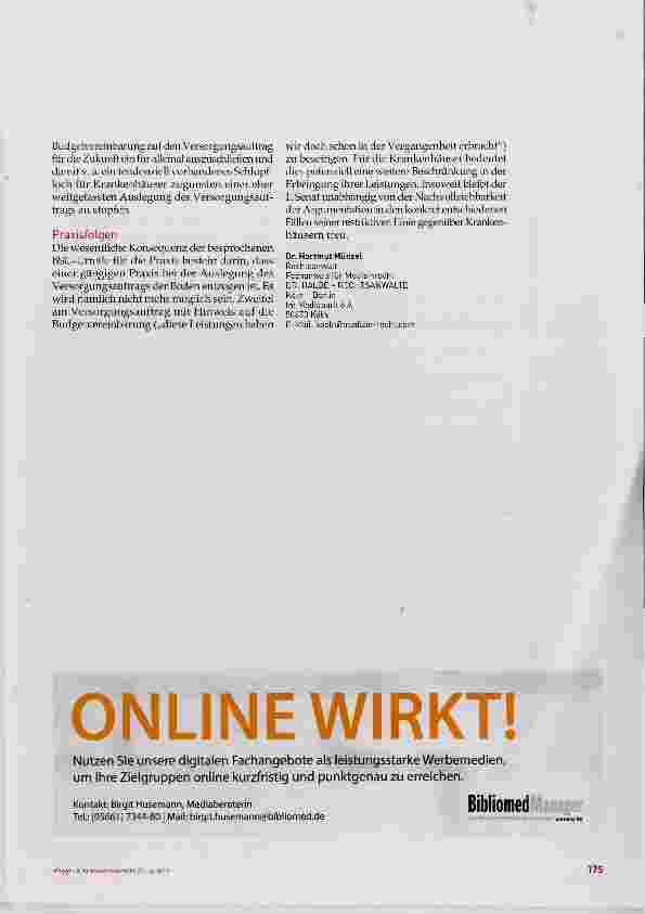 Vorschauseite 4: Neues zum Versorgungsauftrag bei Plankrankenhäusern