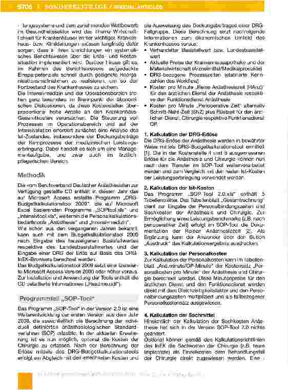 Vorschauseite 2: Budgetkalkulationstool 2009 des BDA