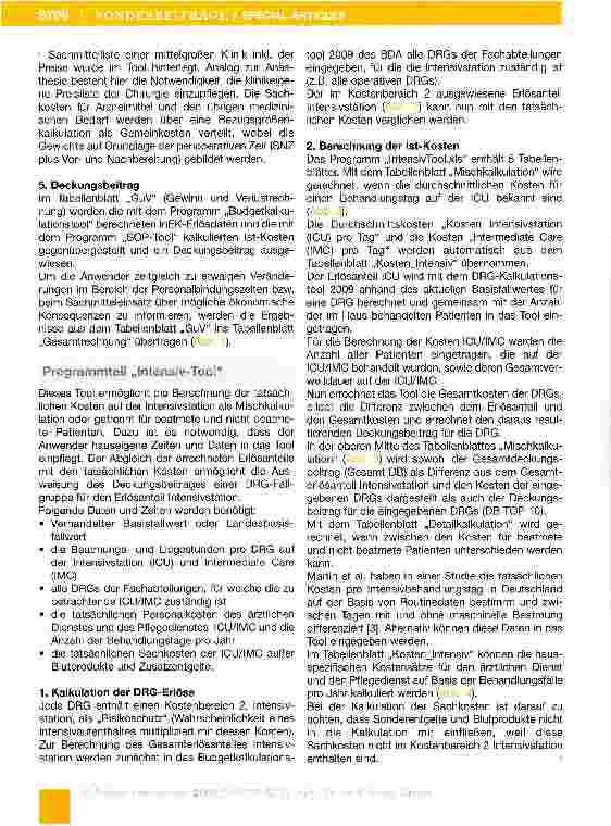Vorschauseite 4: Budgetkalkulationstool 2009 des BDA