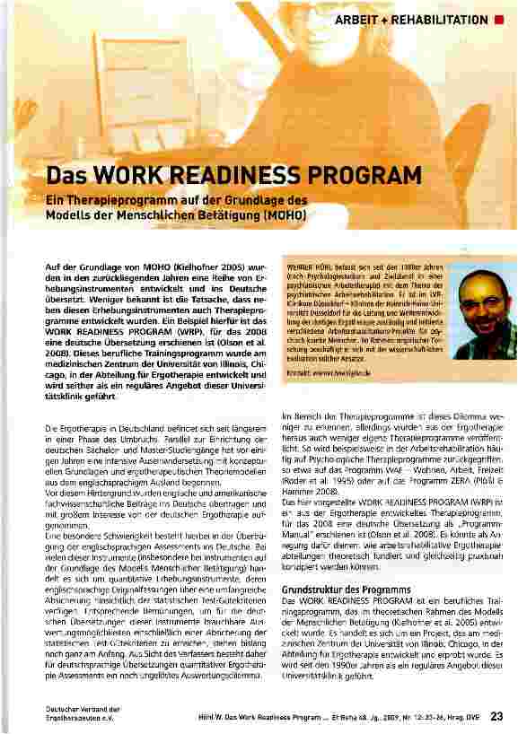 Vorschauseite 1: Das WORK READINESS PROGRAM