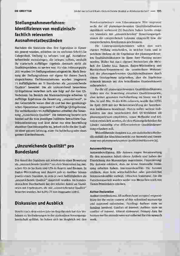 Vorschauseite 4: Unzureichende Qualität an Klinikstandorten? Erste Ergebnisse des Verfahrens Planungsrelevante Qualitätsindikatoren