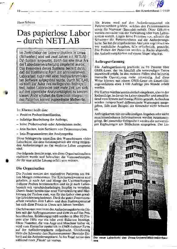 Vorschauseite 1: Das papierlose Labordurch NETLAB