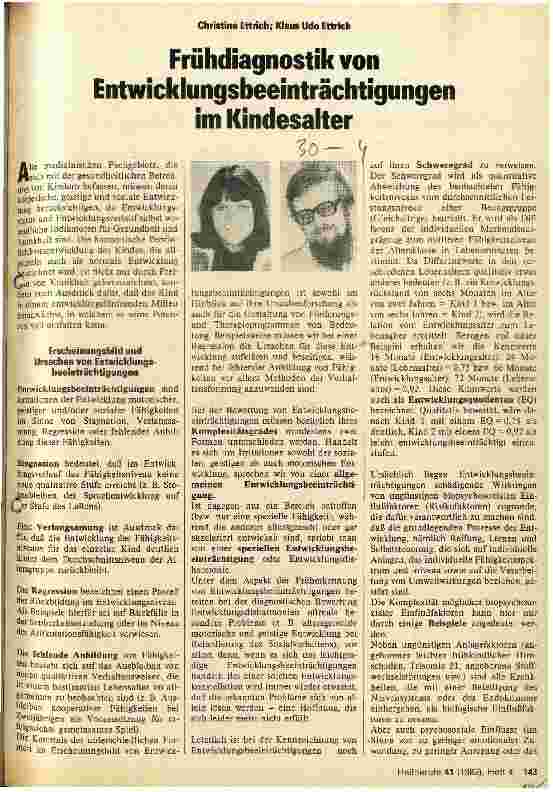 Vorschauseite 1: Frühdiagnostik von Entwicklungsbeeinträchtigungen im Kindesalter