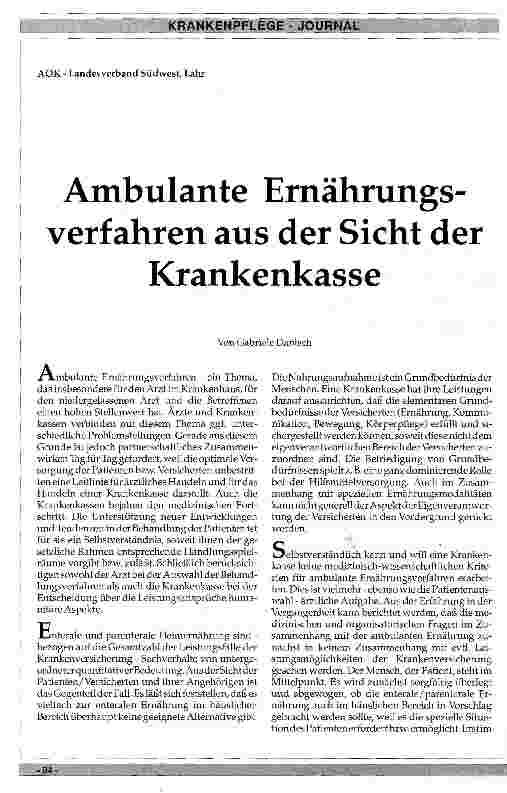 Vorschauseite 1: Ambulante Ernährungsverfahren aus Sicht der Krankenkasse