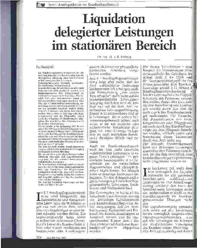 Vorschauseite 1: Liquidation delegierter Leistungen im stationären Bereich