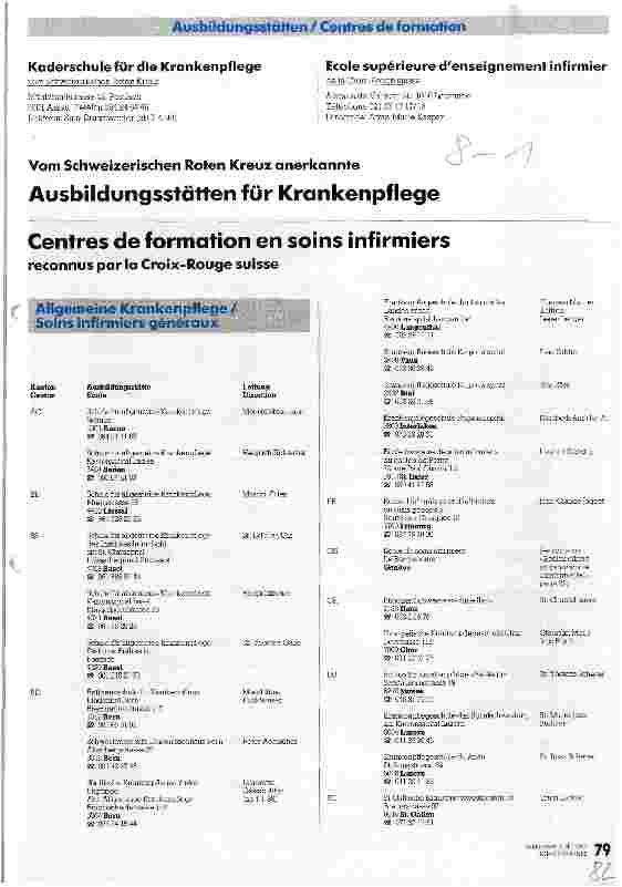 Vorschauseite 1: Ausbildungsstätten für Krankenpflege
