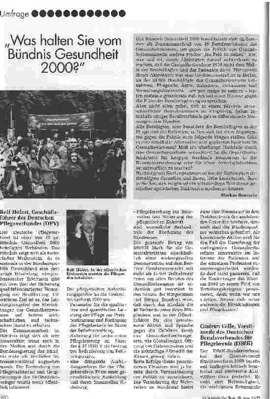 Vorschauseite 1: Was halten Sie vonm Bündnis Gesundheit 2000?
