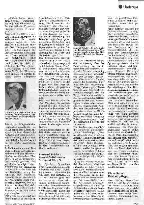 Vorschauseite 2: Was halten Sie vonm Bündnis Gesundheit 2000?