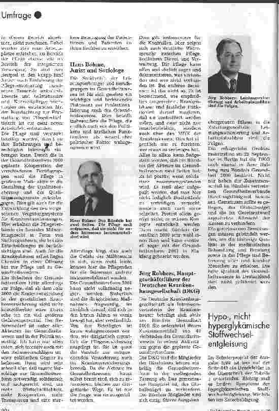 Vorschauseite 4: Was halten Sie vonm Bündnis Gesundheit 2000?