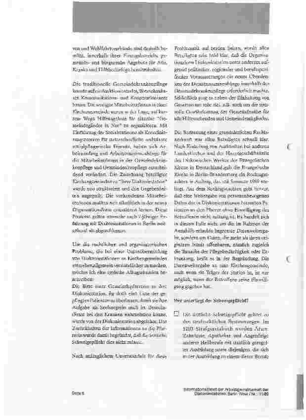 Vorschauseite 2: Schweigepflicht und Gemeindebezug Ergebnisse eines Rechtsgutachtens