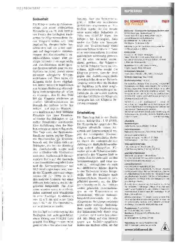 Vorschauseite 2: Schadensersatz bei SpritzenabszessAufklärung ist Pflicht