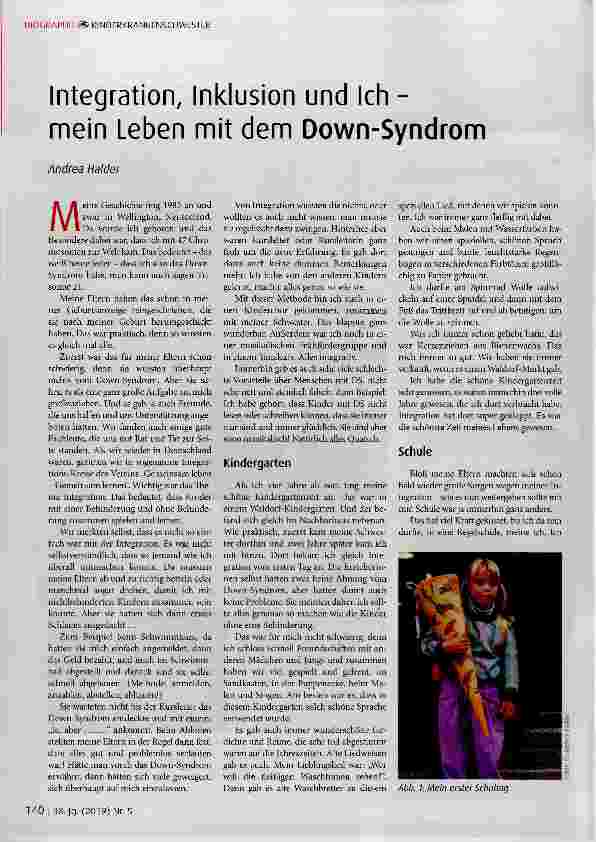 Vorschauseite 1: Integration, Inklusion und Ich mein Leben mit dem Down-Syndrom