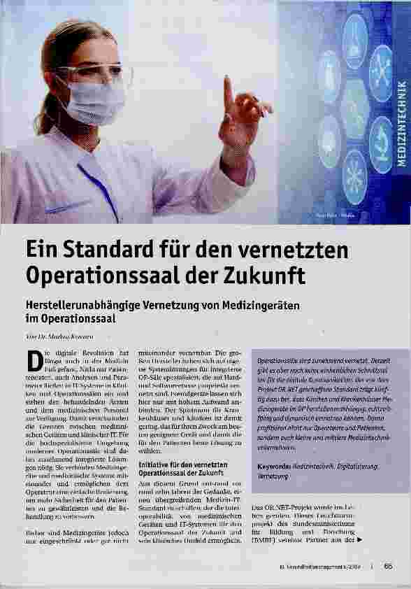 Vorschauseite 1: Ein Standard für den vernetzten Operationssaal der Zukunft