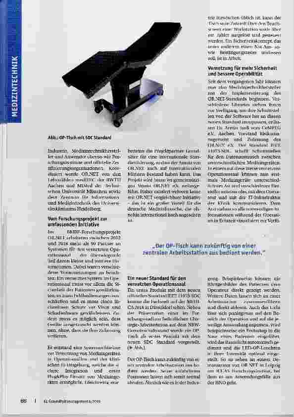 Vorschauseite 2: Ein Standard für den vernetzten Operationssaal der Zukunft