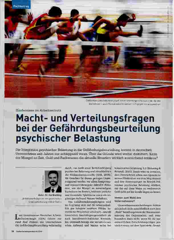 Vorschauseite 1: Machtund Verteilungsfragen bei der Gefährdungsbeurteilung psychischer Belastung
