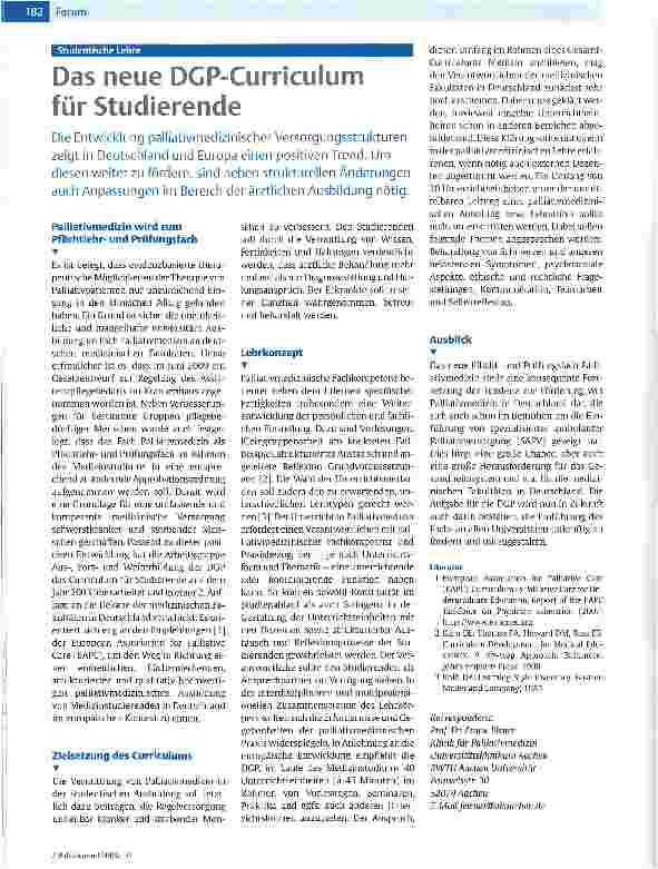 Vorschauseite 1: Das neue DGP-Curriculum für Studierende