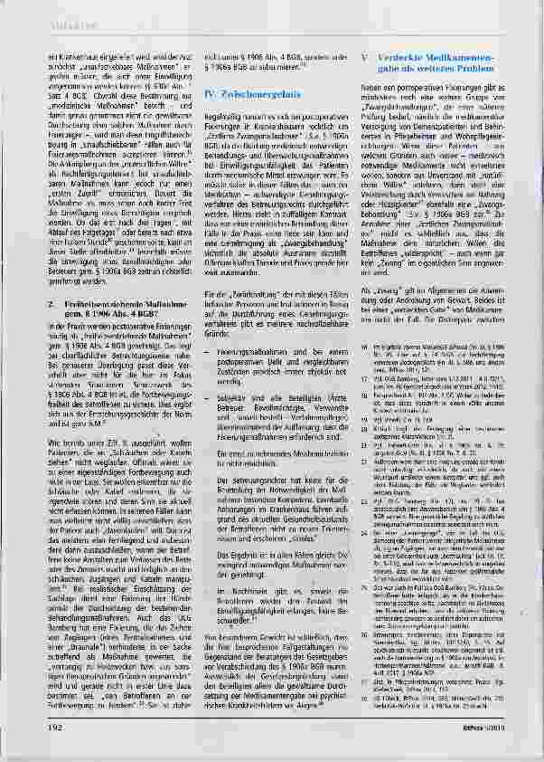 Vorschauseite 3: Postoperative Fixierung im Krankenhaus - Zwangsbehandlung mit Richtervorbehalt?
