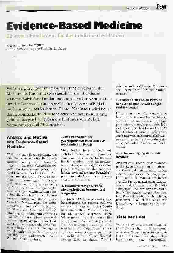 Vorschauseite 1: Evidence-Based Medicine Ein neues Fundament für das medizinische Handeln