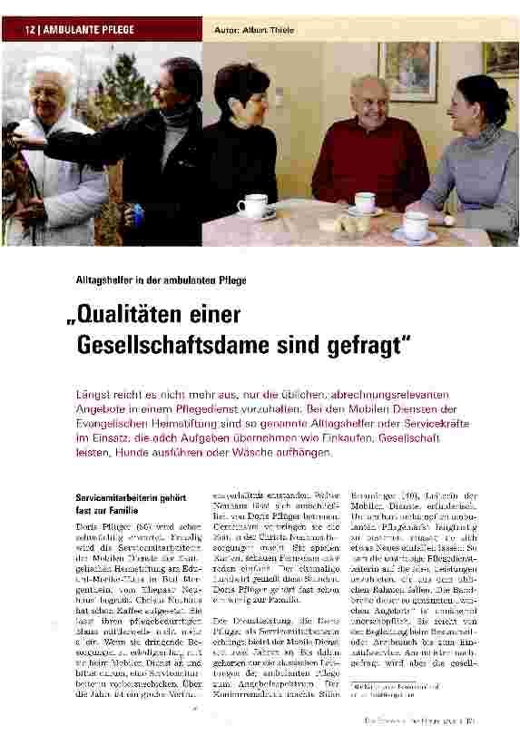Vorschauseite 1: Alltagshelfer in der ambulanten PflegeQualitäten einer Gesellschaftsdame sind gefragt