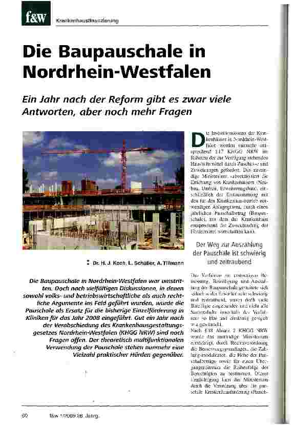 Vorschauseite 1: Die Baupauschale in Nordrhein-WestfalenEin Jahr nach der Reform gibt es zwar viele Antworten, aber noch mehr Fragen