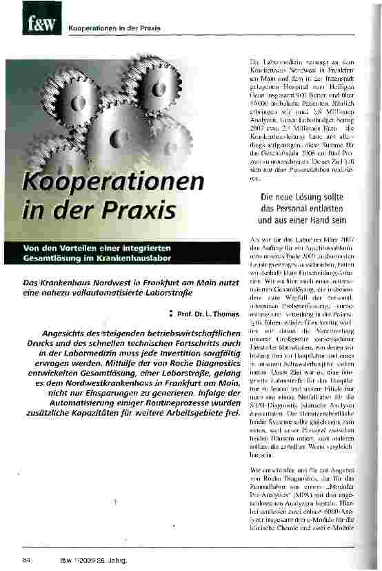 Vorschauseite 1: Kooperationen in der PraxisVon den Vorteilen einer integrierten Gesamtlösung im Krankenhauslabor
