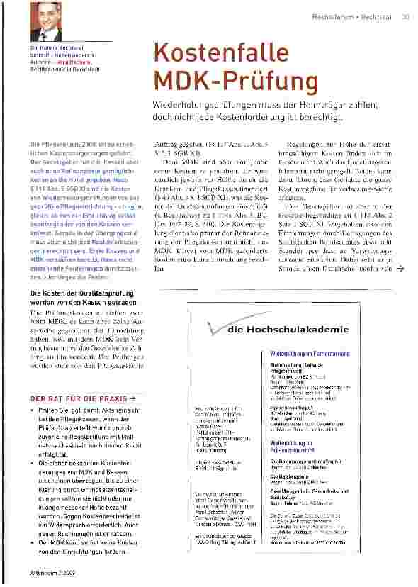 Vorschauseite 1: Kostenfalle MDK-Prüfung