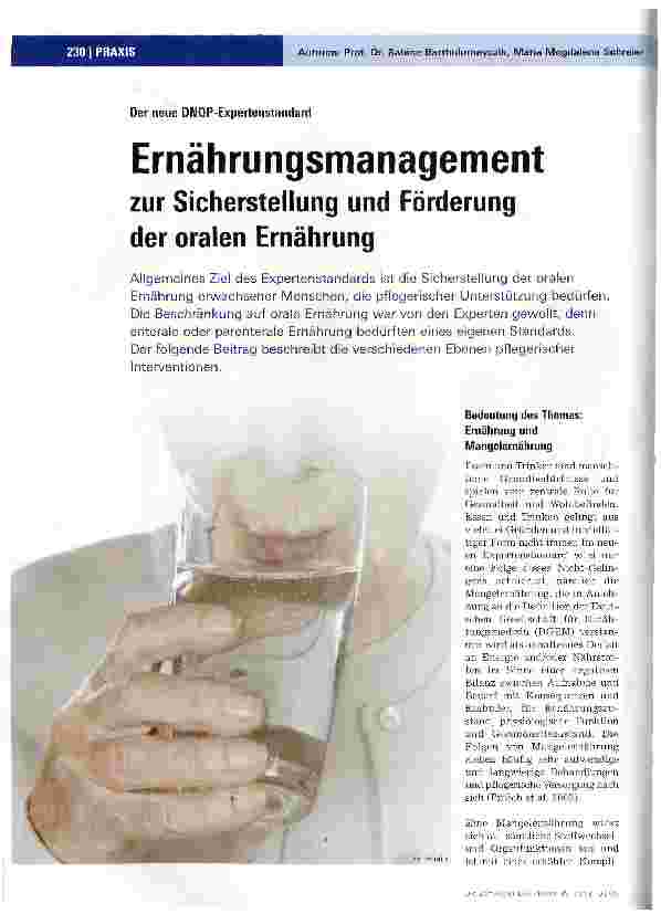 Vorschauseite 1: Ernährungsmanagement zur Sicherstellung und Förderung der oralen Ernährung