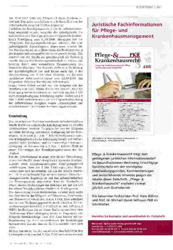 Vorschauseite 2: Kündigung wegen des Austritts aus der Kirche