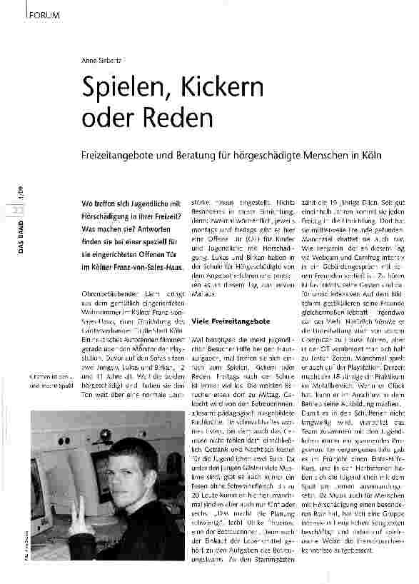 Vorschauseite 1: Spielen, Kickern oder Reden